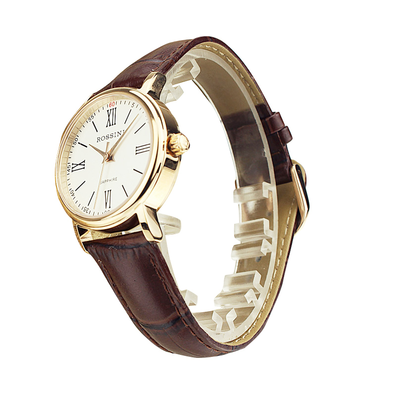 rossini罗西尼经典罗马数字皮带石英女表6646g01c