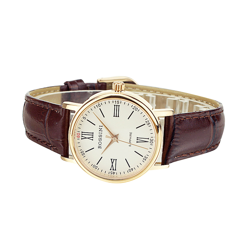rossini罗西尼经典罗马数字皮带石英女表6646g01c