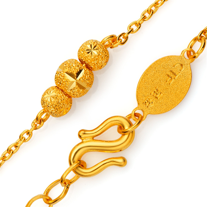 ctf 周大福 足金十字链转运珠黄金手链 f150860 16.25cm