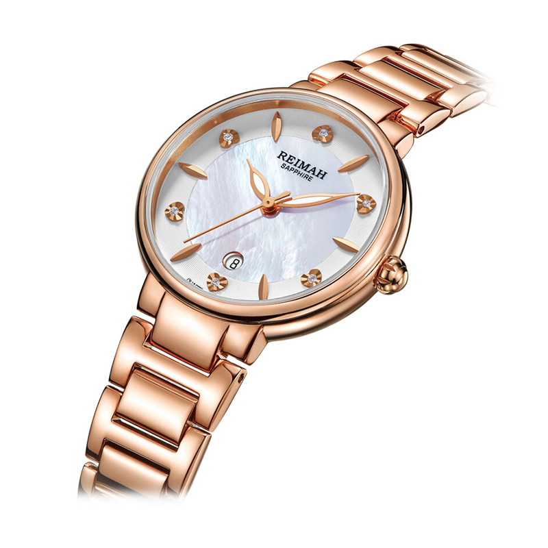 reimah 雷迈 手表 名媛系列钢带玫瑰金色石英女表 l6121.