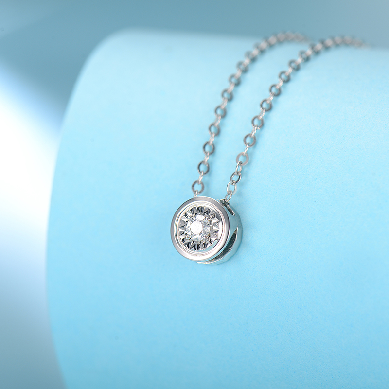 kela珂兰18k金钻石吊坠套链双倍显钻圆形项链klnw033349