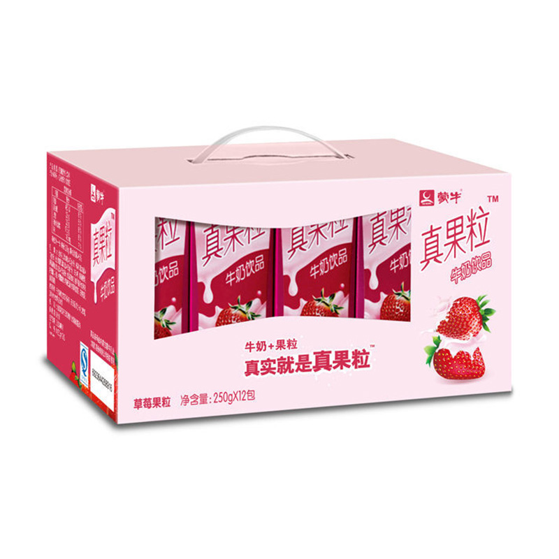 蒙牛 草莓味真果粒牛奶饮品 250g*12盒