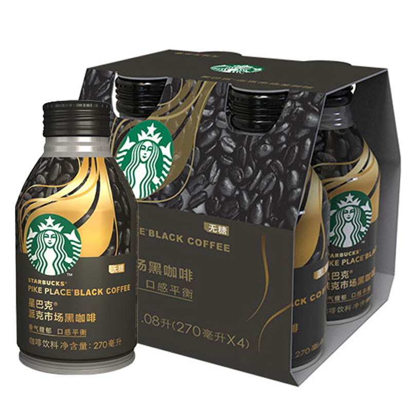 星巴克派克市场黑咖啡270ml4瓶组