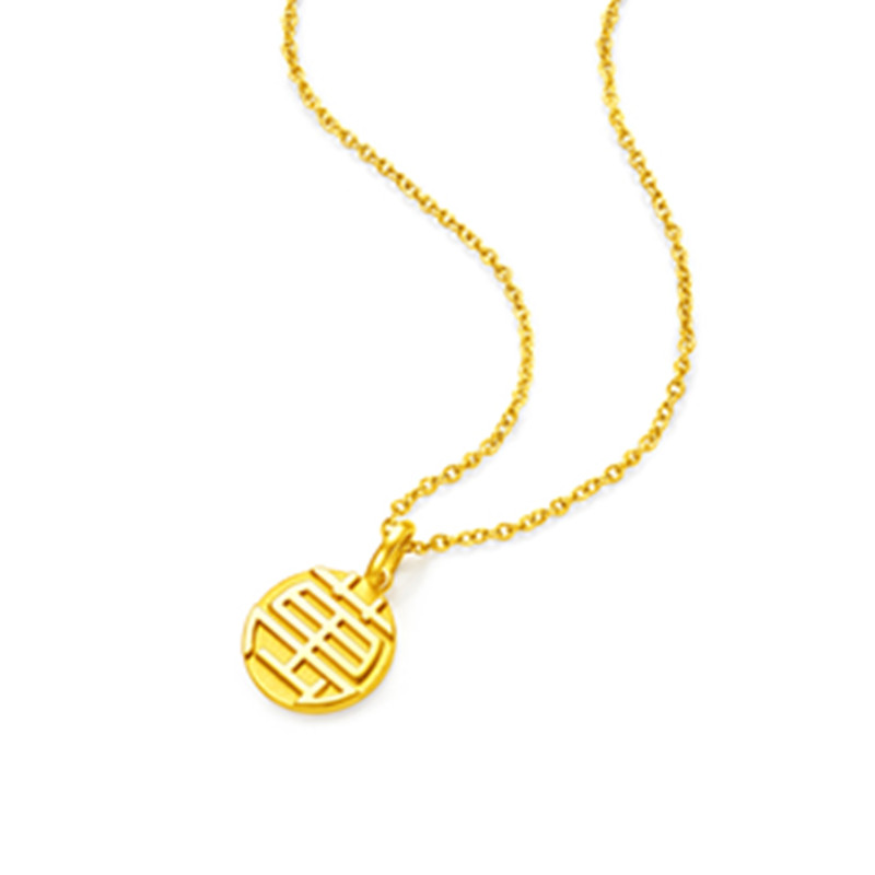 ctf周大福国潮万福圆牌足金黄金吊坠计价不含配链f221900