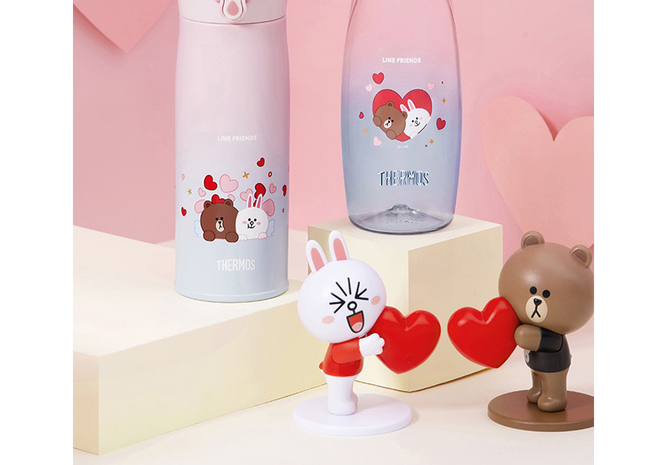 膳魔师linefriends系列卡通可爱图案便携保温杯tcme400s400ml