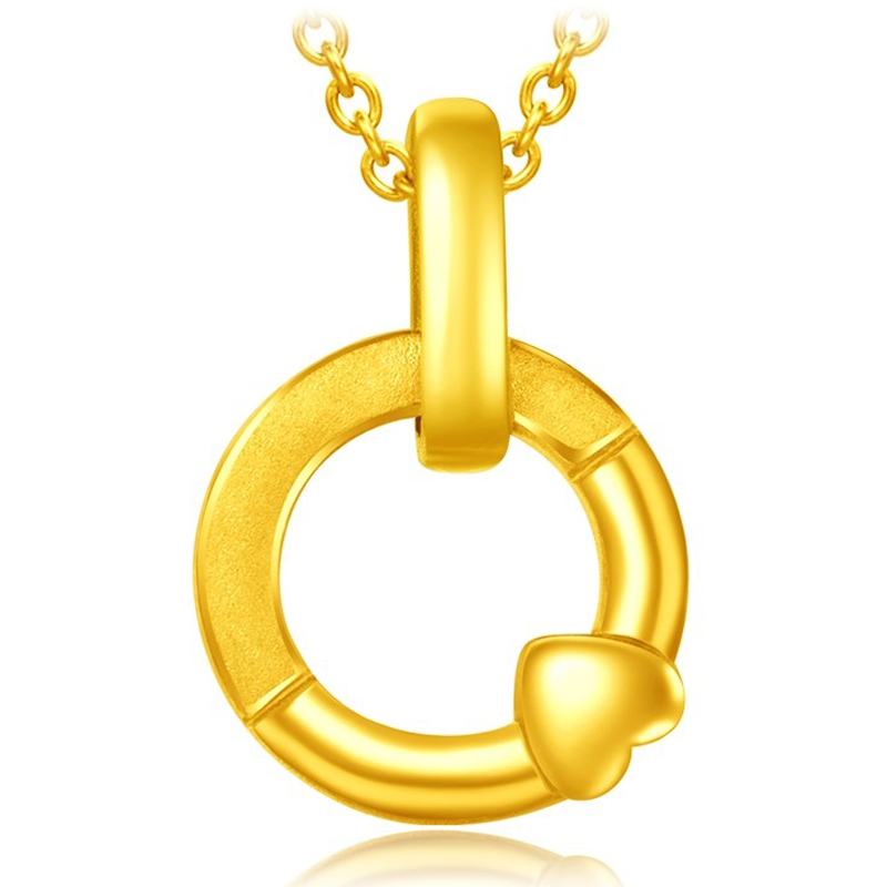 ctf 周大福 520圆环爱心 足金黄金吊坠 计价(不含配链)eof265_东航