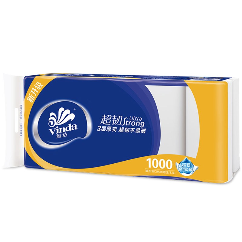vinda 维达 无芯卷纸纸巾 超韧3层100g卫生纸巾*10卷 v4600-1