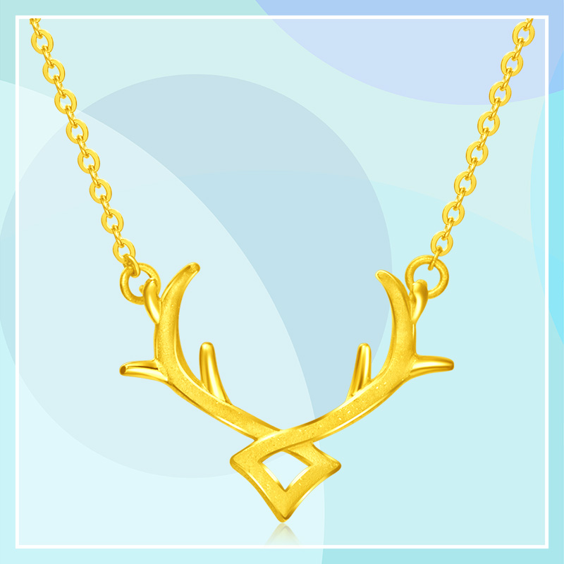 ctf周大福鹿角足金黄金项链计价eof205